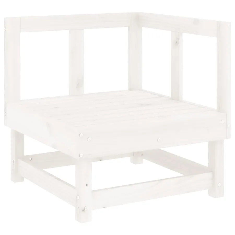 Salon de jardin 7 pcs Blanc Bois de pin massif - 5