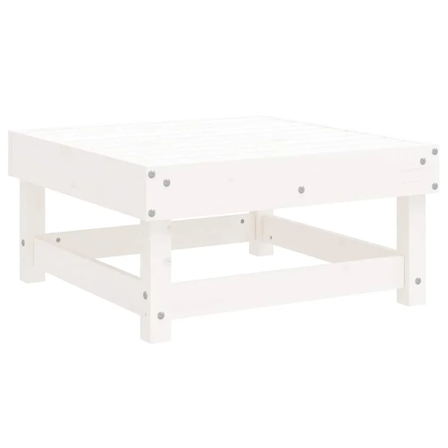 Salon de jardin 7 pcs Blanc Bois de pin massif - 6