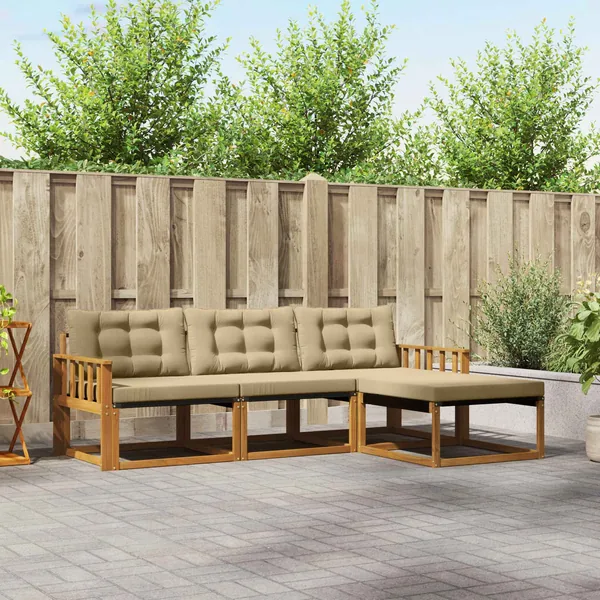 Ensemble de canapés d'extérieur 4 pcs Naturel et Beige