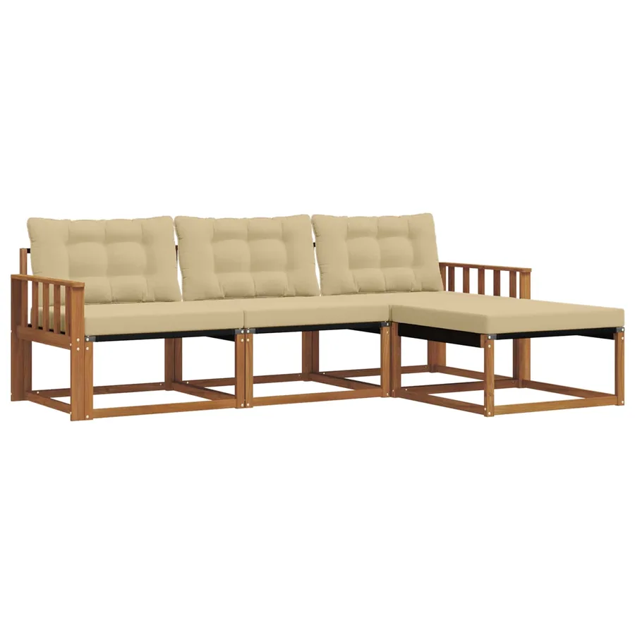 Ensemble de canapés d'extérieur 4 pcs Naturel et Beige - 2