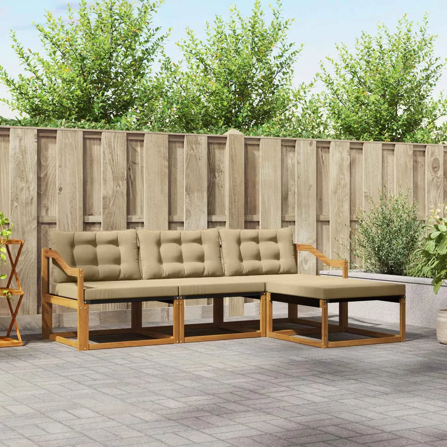 Ensemble de canapés d'extérieur 4 pcs Naturel et Beige