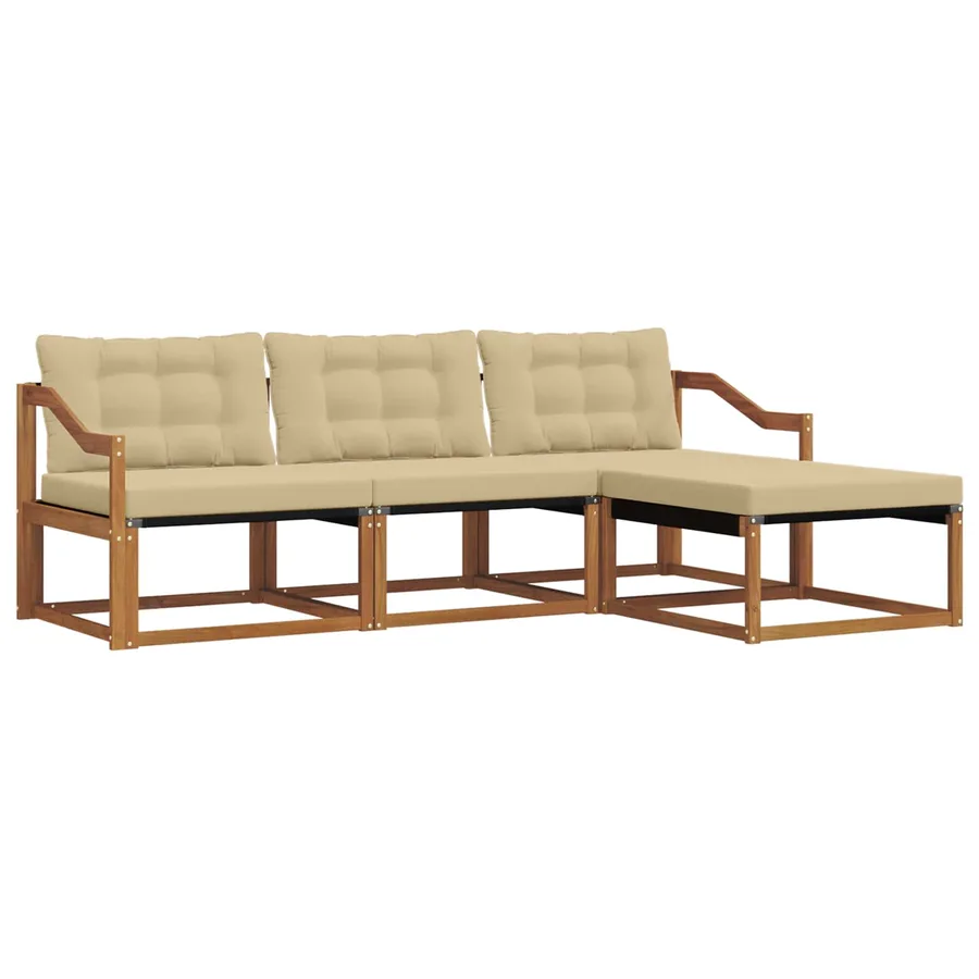 Ensemble de canapés d'extérieur 4 pcs Naturel et Beige - 2
