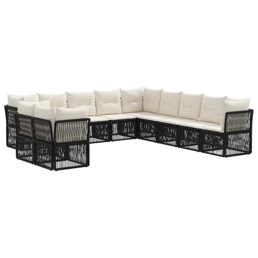 Ensemble de canapé de jardin 11 pcs Noir polyrotin - 2