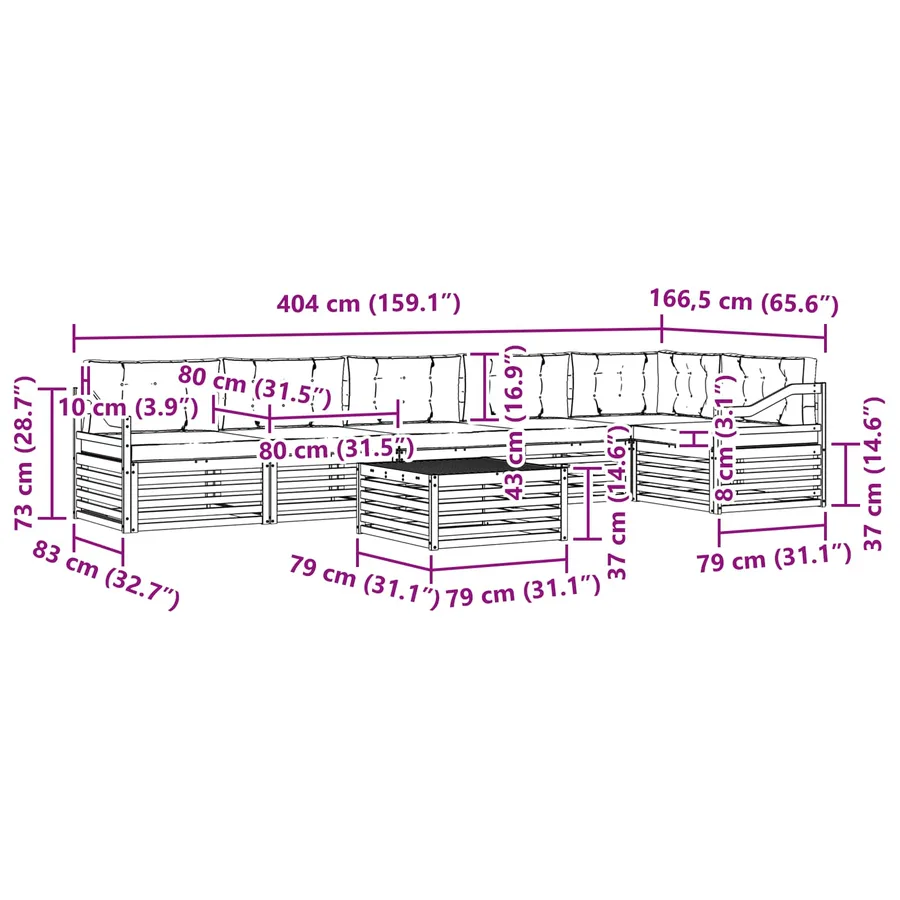 Ensemble de canapés d'extérieur 7 pcs Gris Naturel et Clair - 11