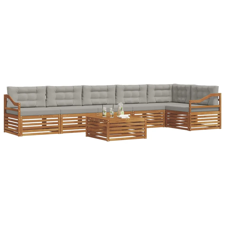 Ensemble de canapés d'extérieur 7 pcs Gris Naturel et Clair - 3