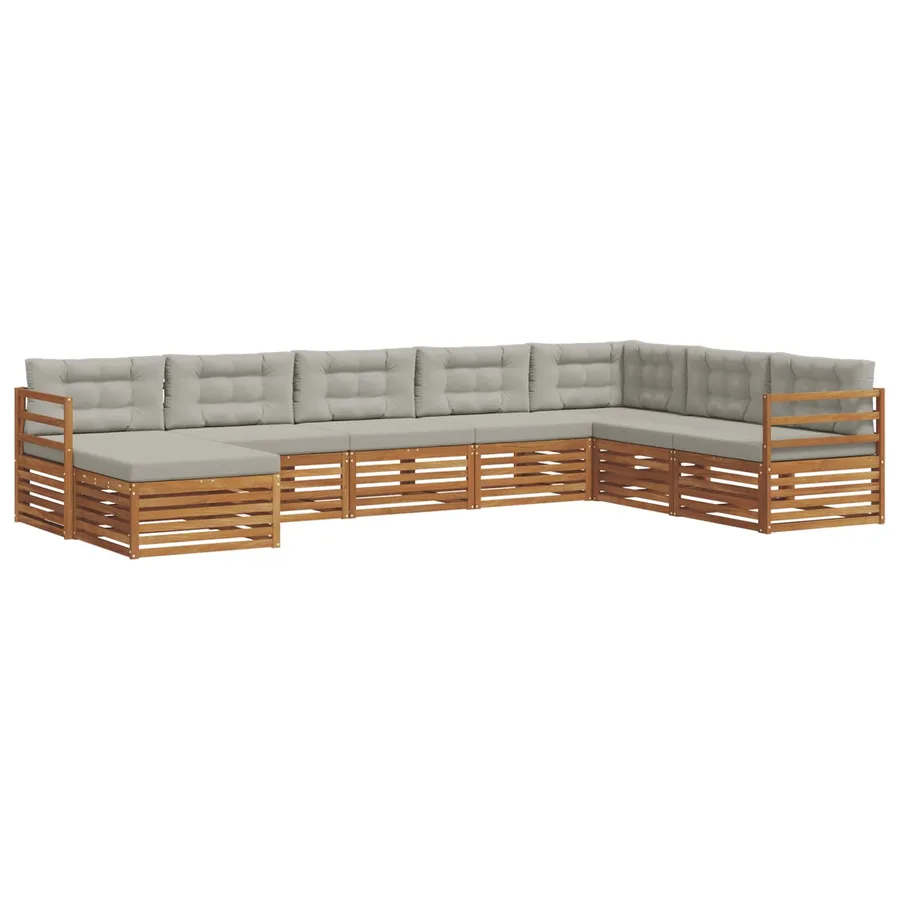 Ensemble de canapés d'extérieur 8 pcs Gris Naturel et Clair - 2