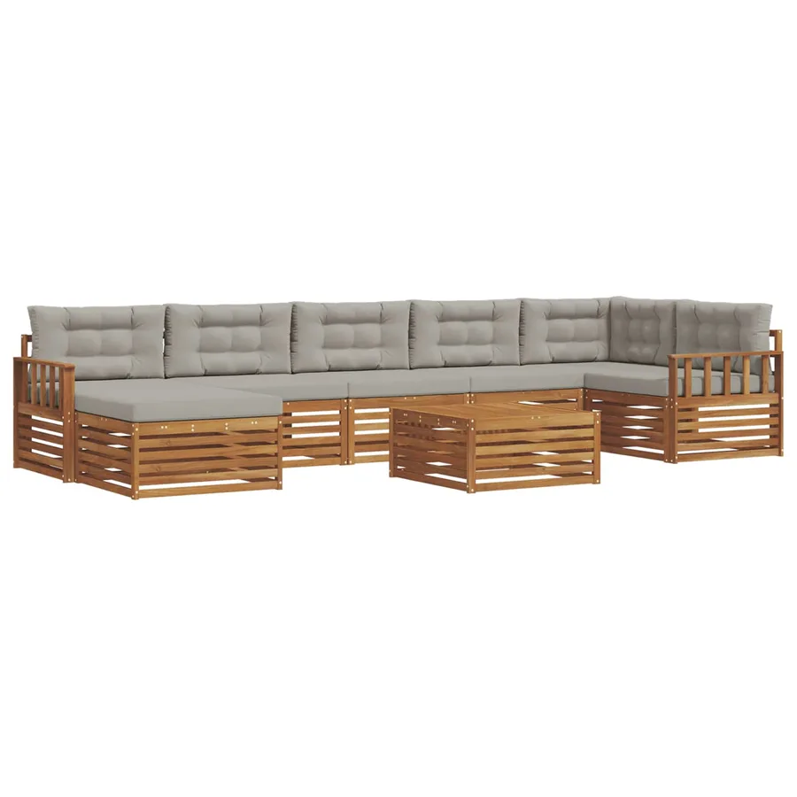 Ensemble de canapés d'extérieur 8 pcs Gris Naturel et Clair - 2