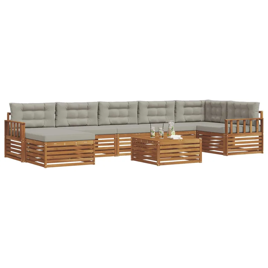 Ensemble de canapés d'extérieur 8 pcs Gris Naturel et Clair - 3