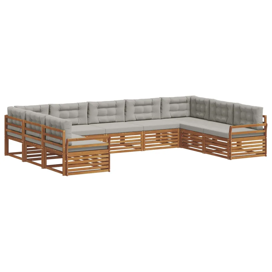 Ensemble de canapés d'extérieur 9 pcs Gris Naturel et Clair - 2