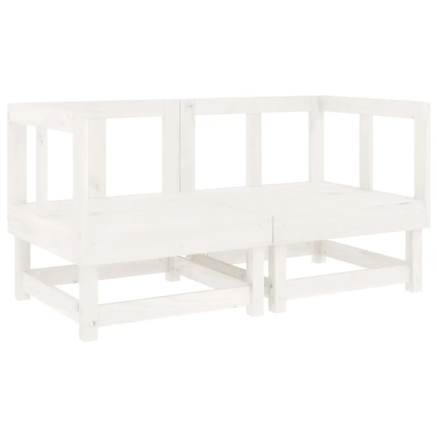 Salon de jardin 6 pcs Blanc Bois de pin massif - 3