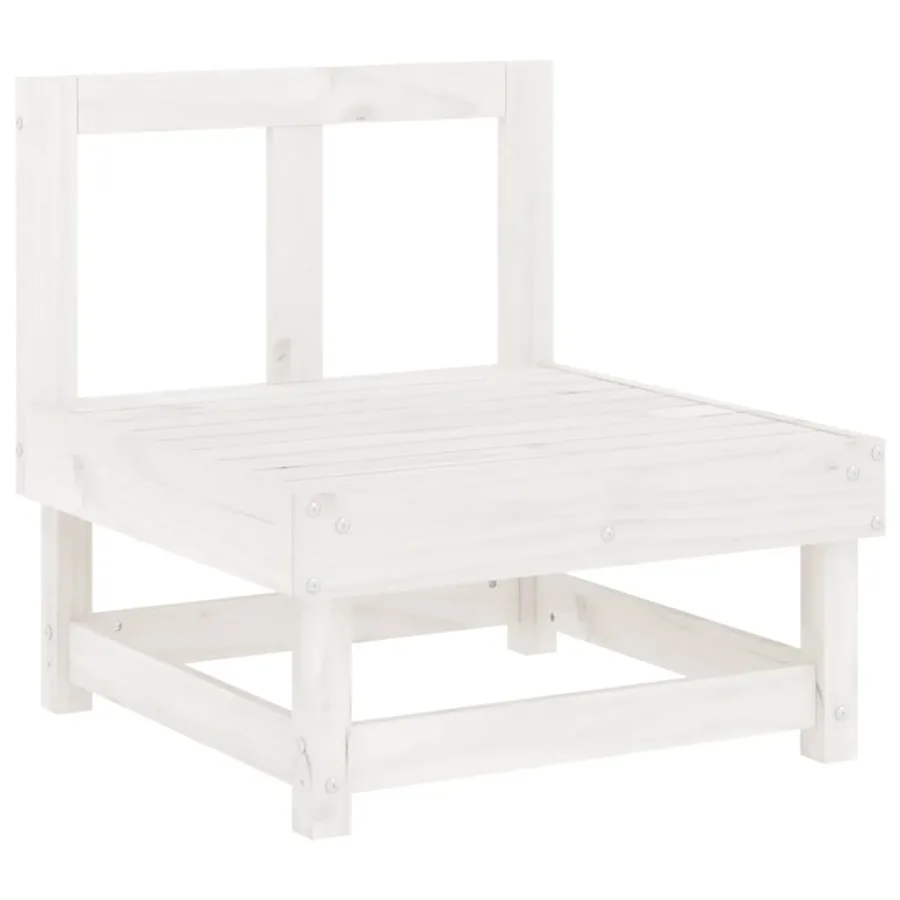 Salon de jardin 6 pcs Blanc Bois de pin massif - 5