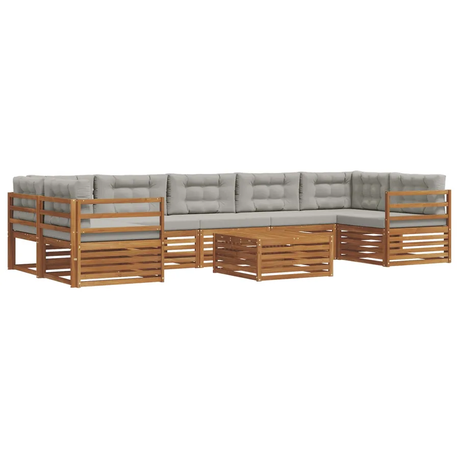 Ensemble de canapés d'extérieur 8 pcs Gris Naturel et Clair - 2