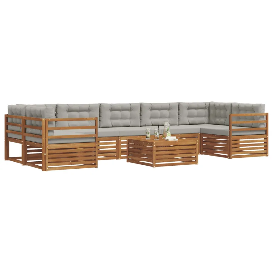 Ensemble de canapés d'extérieur 8 pcs Gris Naturel et Clair - 3