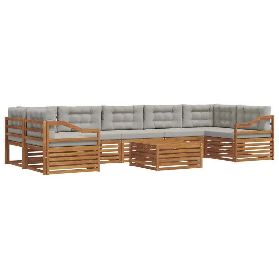 Ensemble de canapés d'extérieur 8 pcs Gris Naturel et Clair - 2