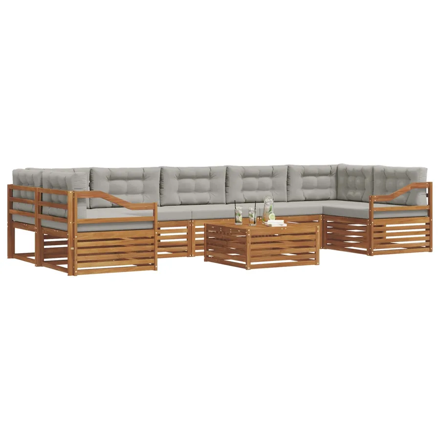 Ensemble de canapés d'extérieur 8 pcs Gris Naturel et Clair - 3