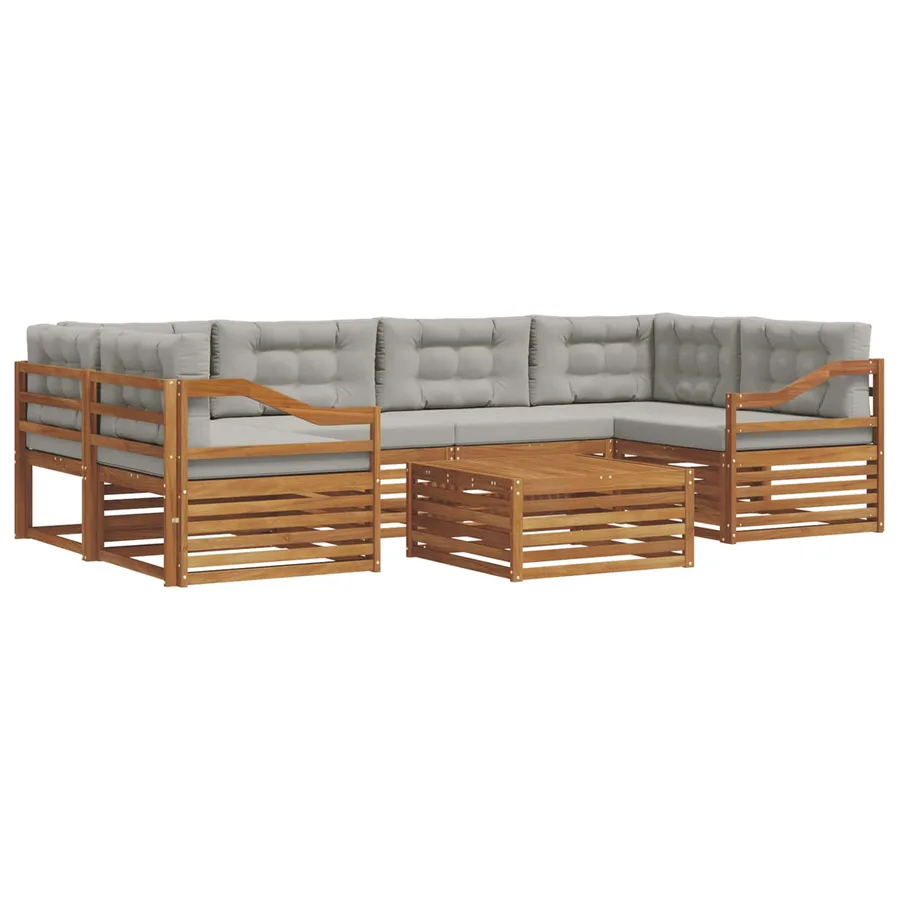 Ensemble de canapés d'extérieur 7 pcs Gris Naturel et Clair - 2