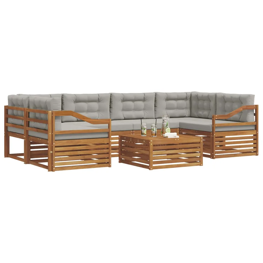 Ensemble de canapés d'extérieur 7 pcs Gris Naturel et Clair - 3
