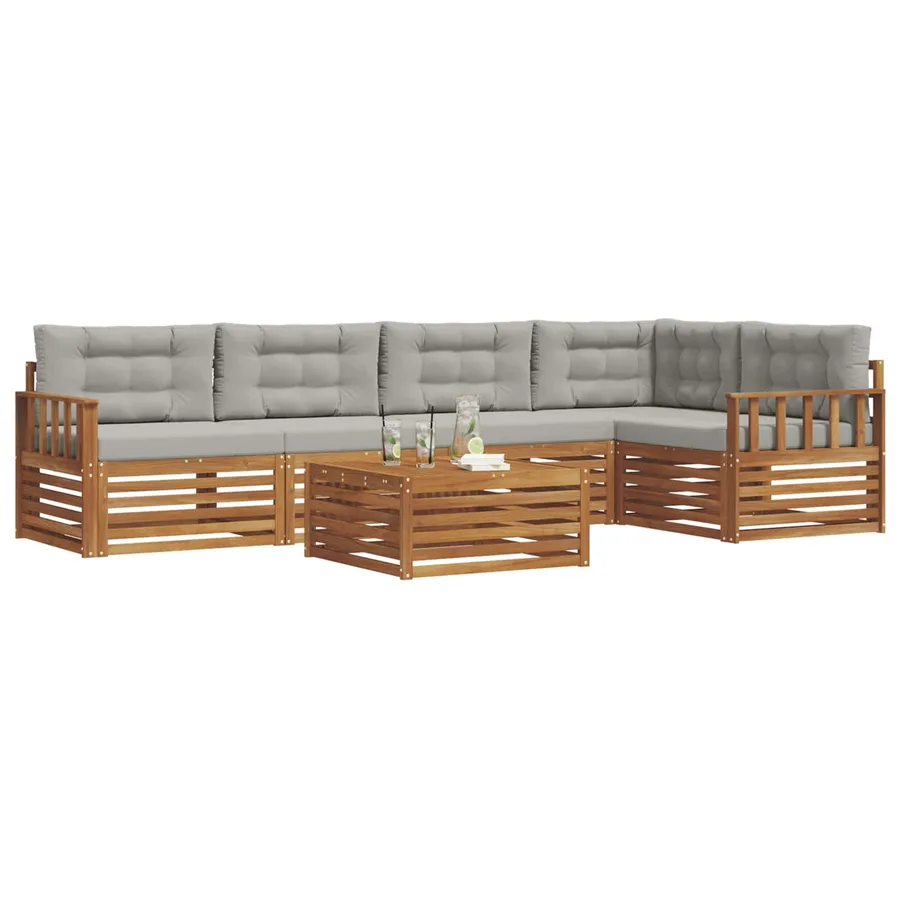 Ensemble de canapés d'extérieur 6 pcs Gris Naturel et Clair - 3