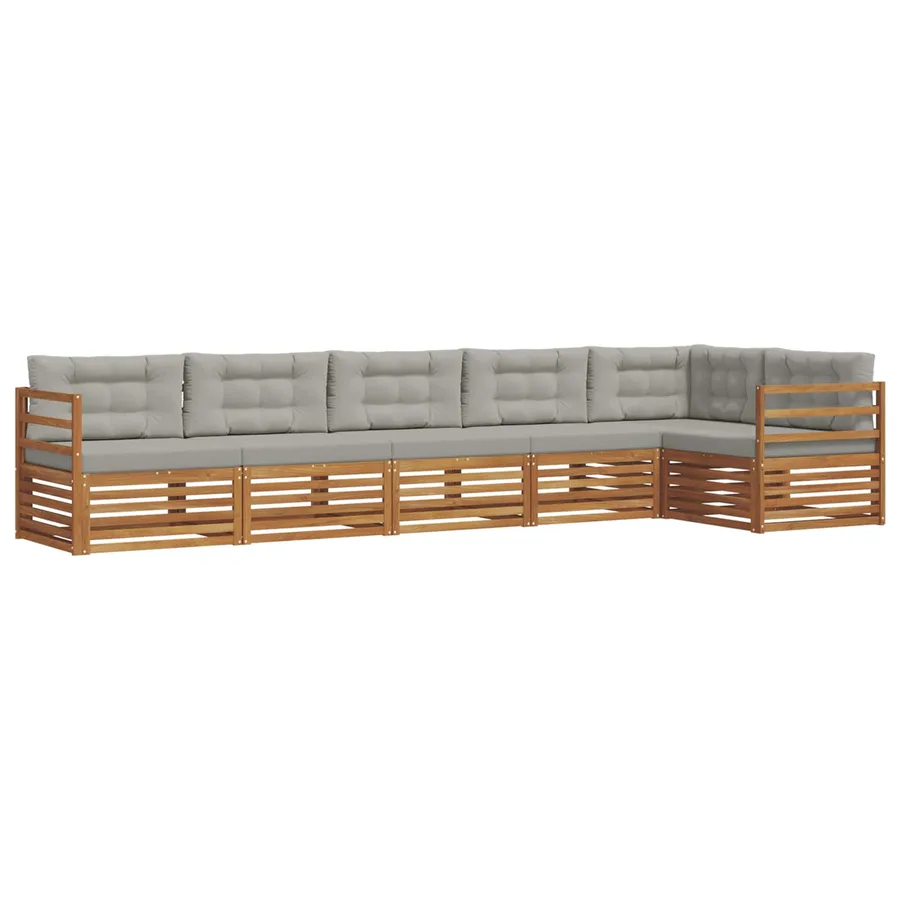 Ensemble de canapés d'extérieur 6 pcs Gris Naturel et Clair - 2