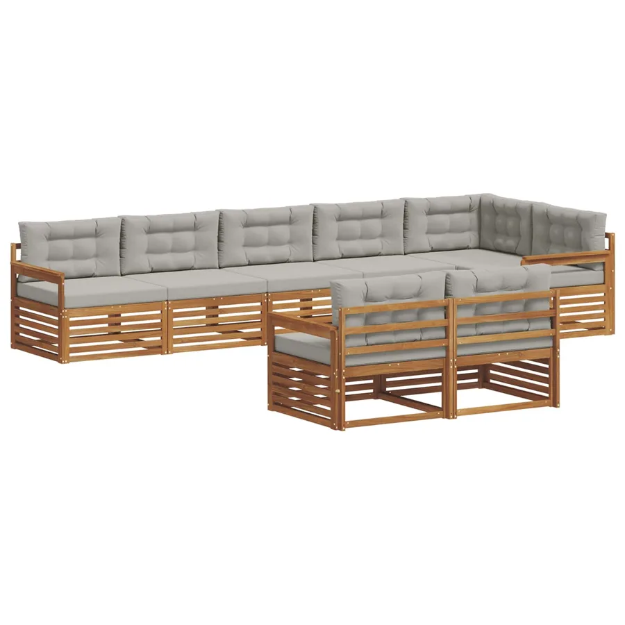 Ensemble de canapés d'extérieur 8 pcs Gris Naturel et Clair - 2