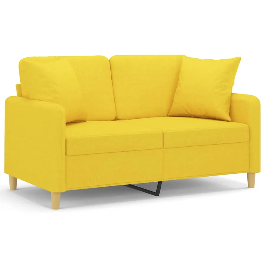 Canapé 2 places avec oreillers jaune clair 120 cm tissu - 2