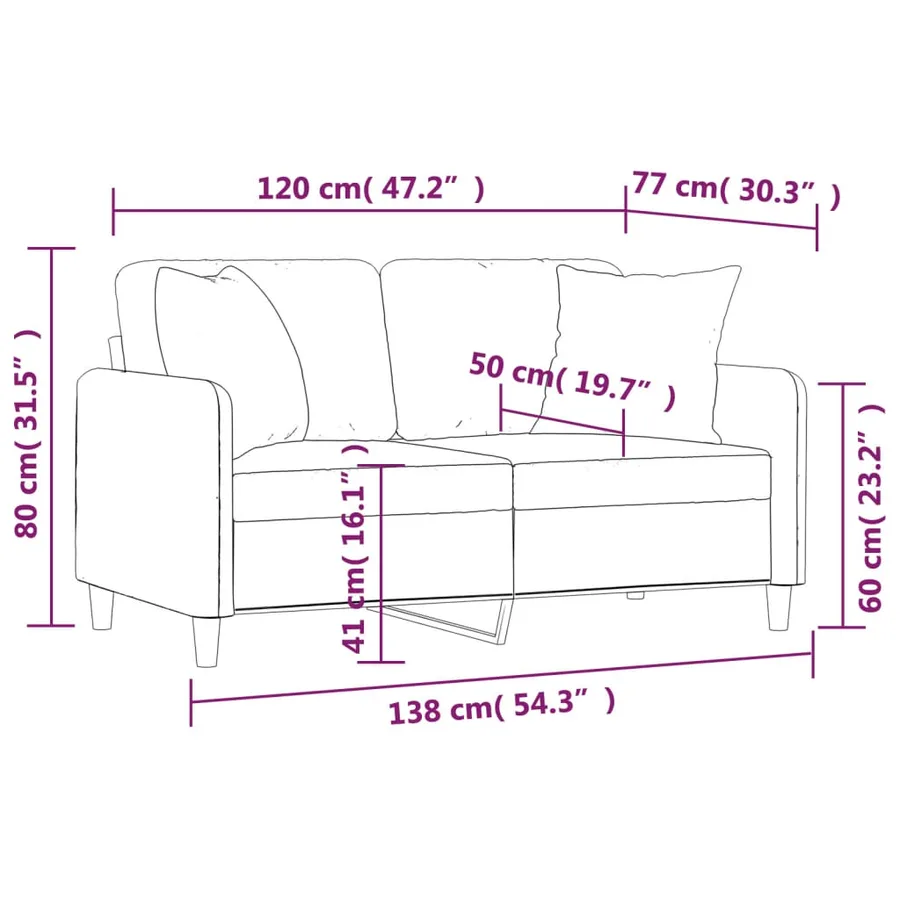Canapé 2 places avec oreillers jaune clair 120 cm tissu - 8