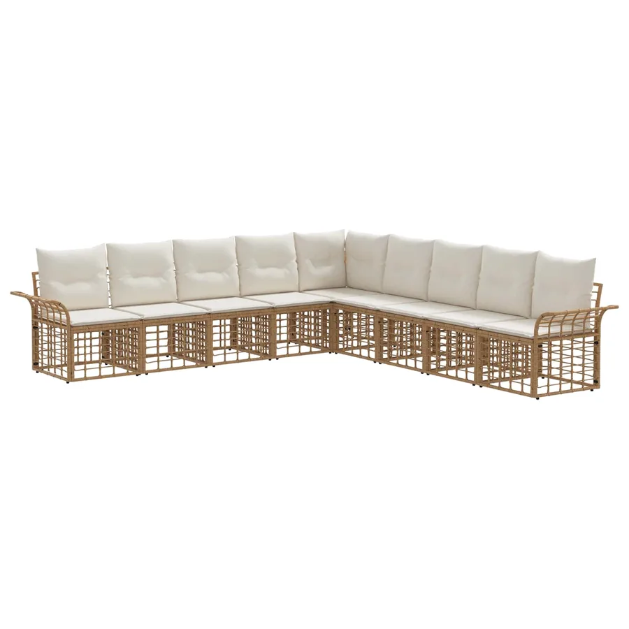 Ensemble de canapés d'extérieur 9 pcs Blanc Naturel et Crème - 2