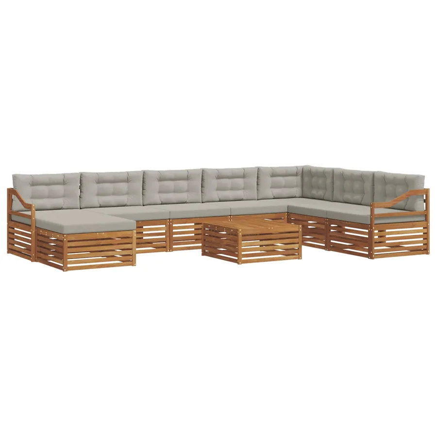 Ensemble de canapés d'extérieur 9 pcs Gris Naturel et Clair - 2