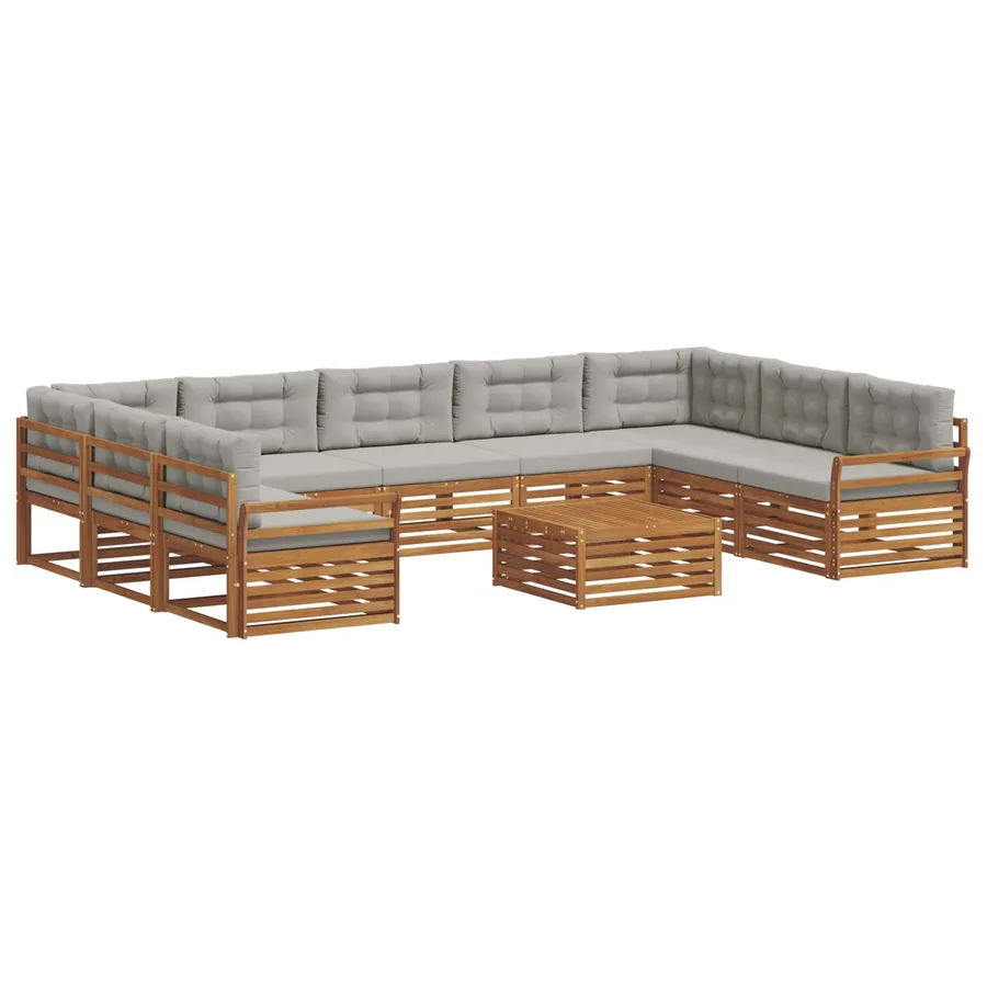 Ensemble de canapés d'extérieur 10 pcs Gris Naturel et Clair - 2
