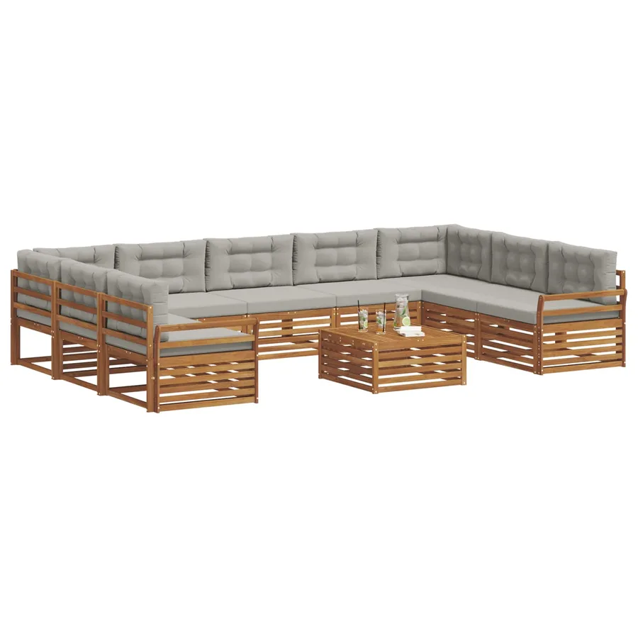 Ensemble de canapés d'extérieur 10 pcs Gris Naturel et Clair - 3
