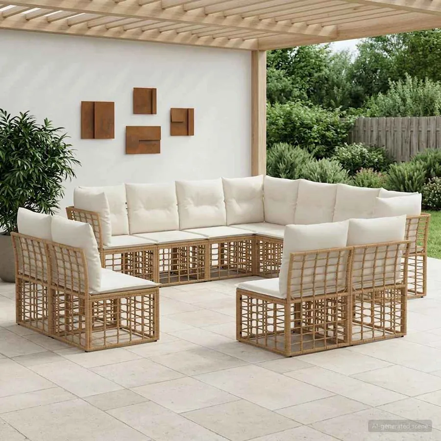 Ensemble de canapés d'extérieur Naturel Polyester