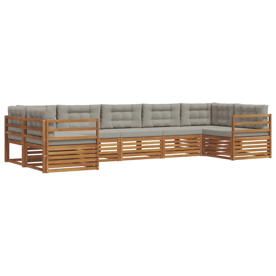 Ensemble de canapés d'extérieur 7 pcs Gris Naturel et Clair - 2
