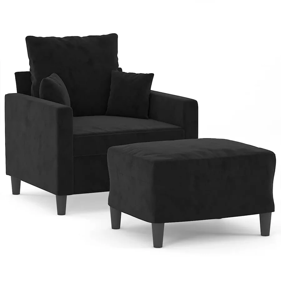 Fauteuil avec repose-pied Noir 60 cm Velours - 2