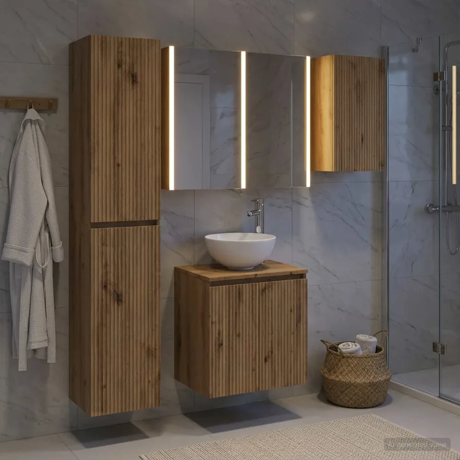 Ensemble d'armoire de salle de bain 5 pc Chêne artisanal
