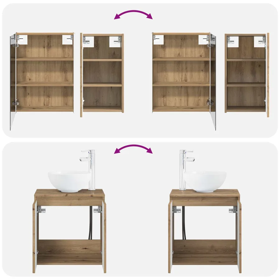 Ensemble d'armoire de salle de bain 5 pc Chêne artisanal - 14