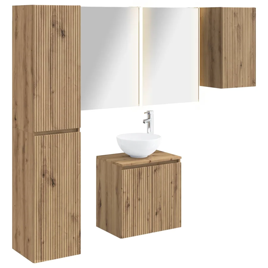 Ensemble d'armoire de salle de bain 5 pc Chêne artisanal - 2