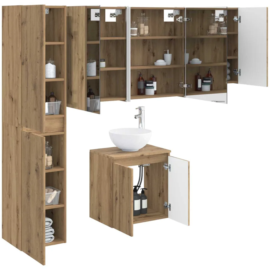 Ensemble d'armoire de salle de bain 5 pc Chêne artisanal - 3