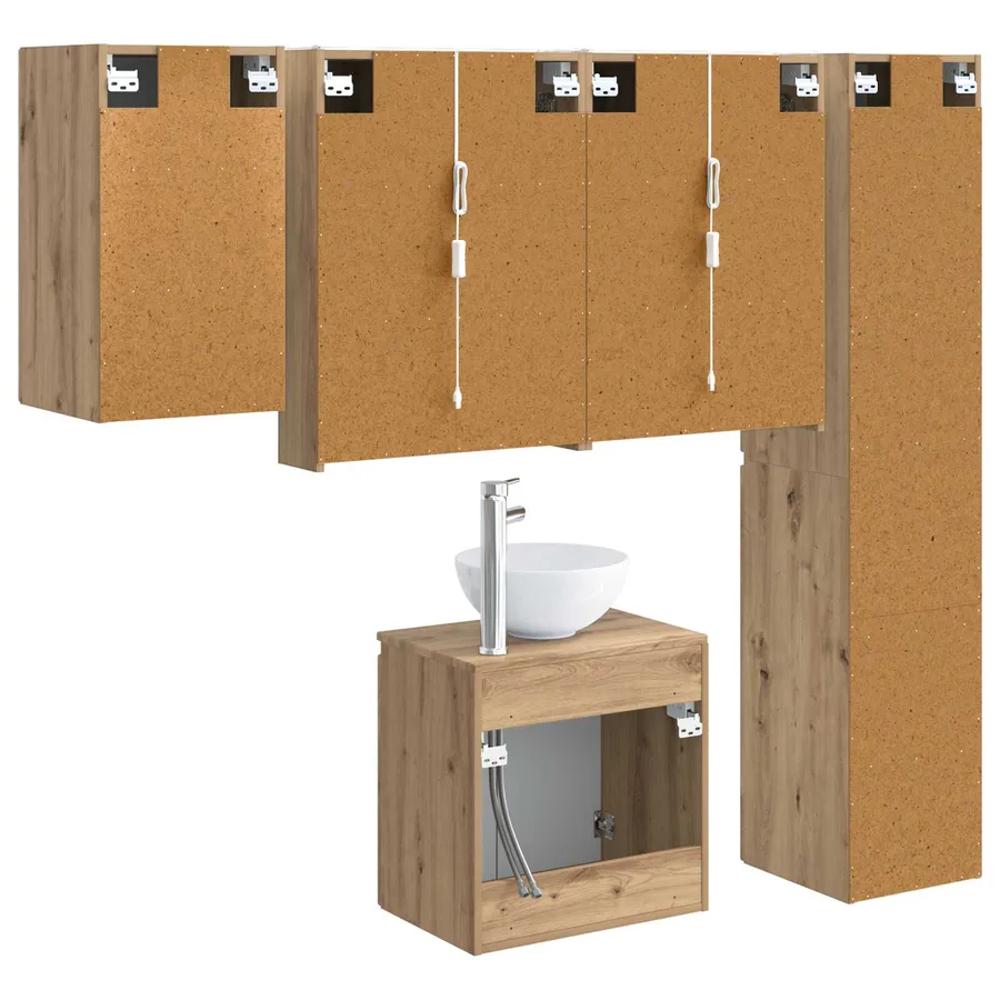 Ensemble d'armoire de salle de bain 5 pc Chêne artisanal - 9