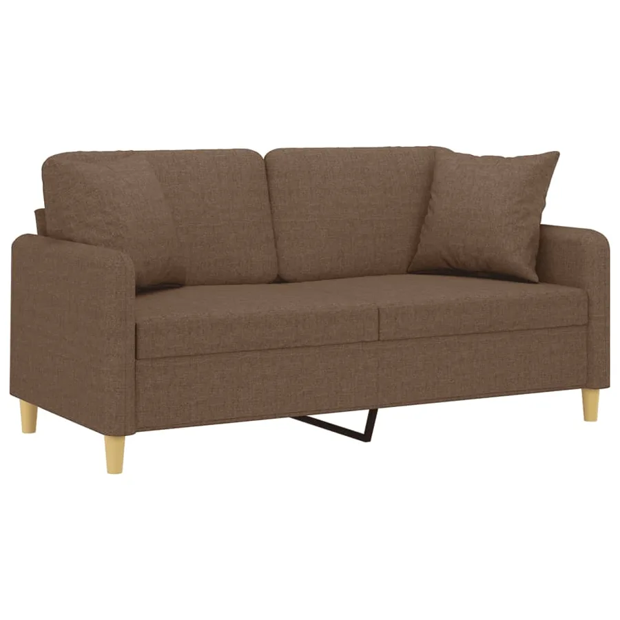 Canapé 2 places avec oreillers décoratifs marron 140 cm tissu - 3
