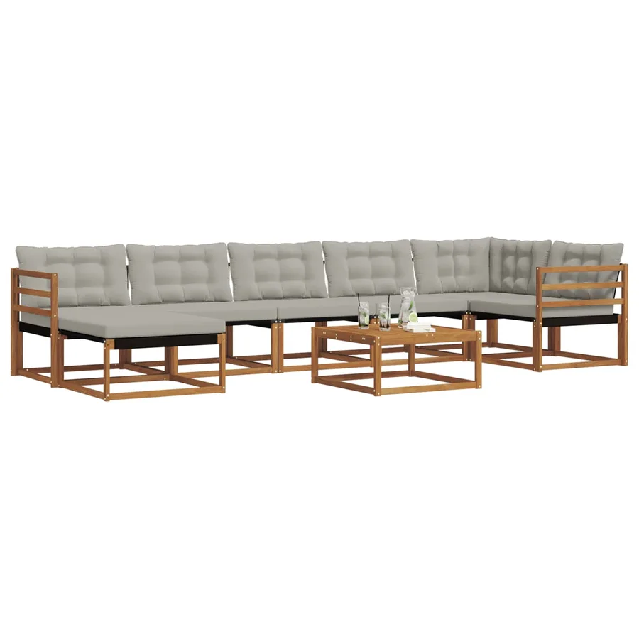 Ensemble de canapés d'extérieur 8 pcs Gris Naturel et Clair - 3