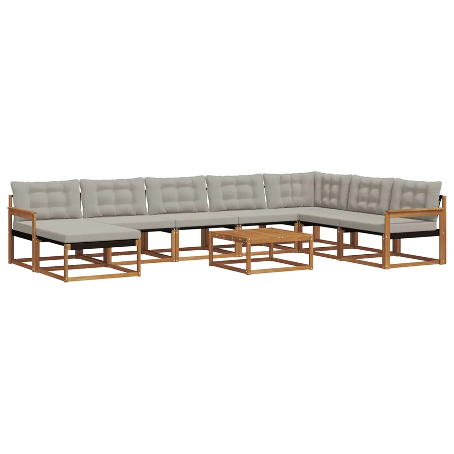 Ensemble de canapés d'extérieur 9 pcs Gris Naturel et Clair - 2