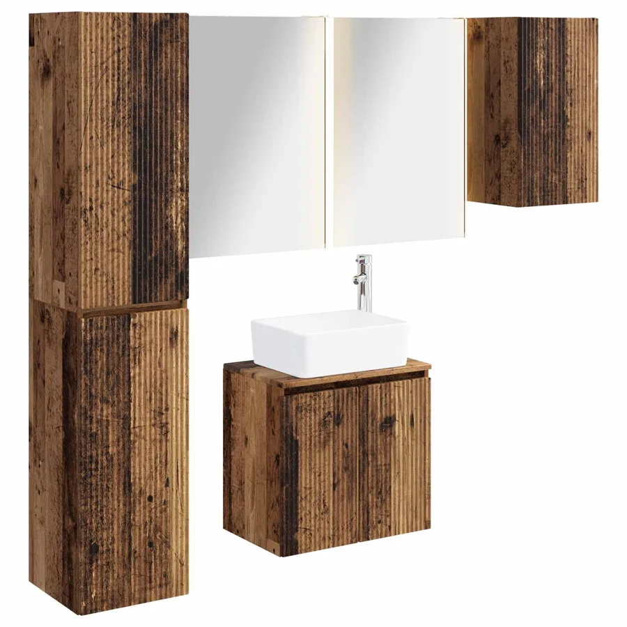 Ensemble d'armoire de salle de bain 5 pcs Bois ancien - 2