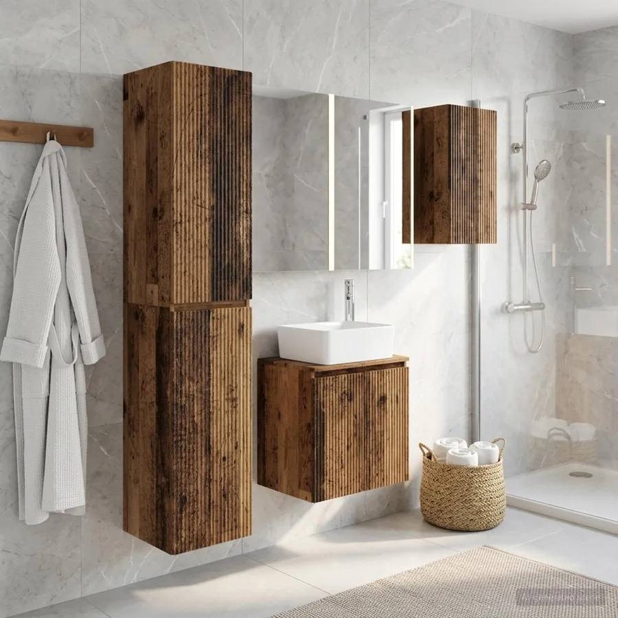 Ensemble d'armoire de salle de bain 5 pcs Bois ancien - 4