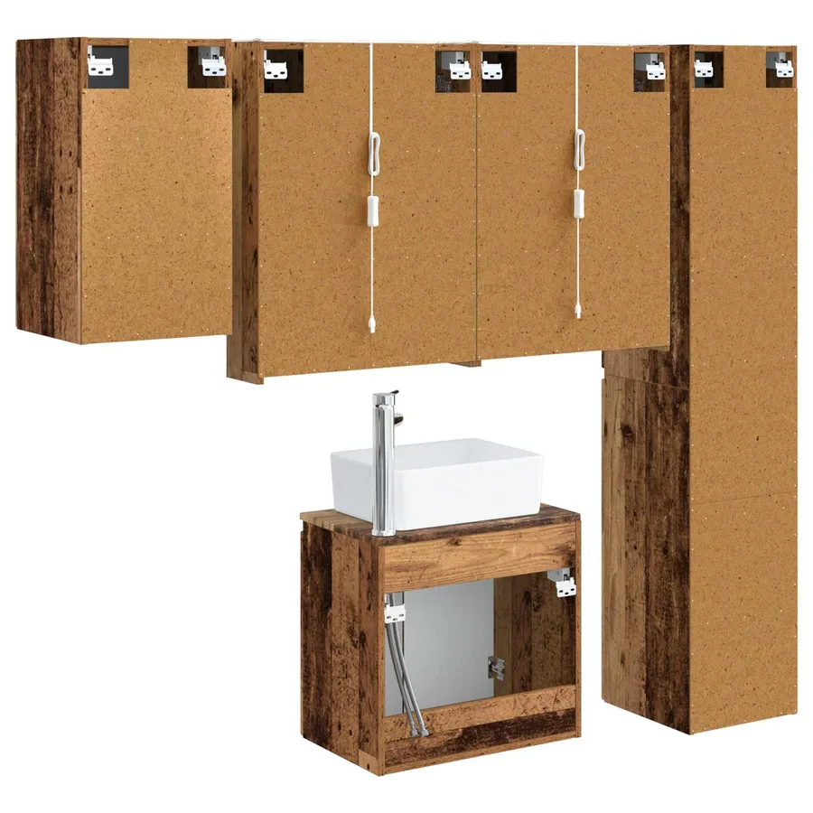 Ensemble d'armoire de salle de bain 5 pcs Bois ancien - 9