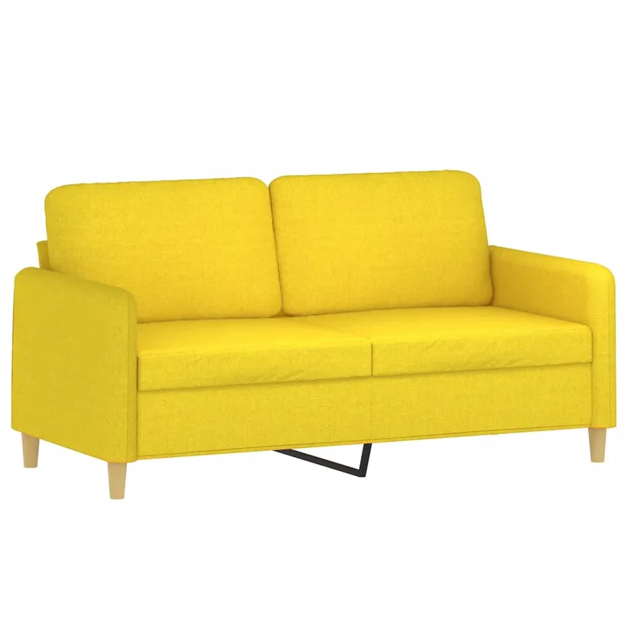 Ensemble de canapés 3 pcs avec coussins Jaune clair Tissu - 4