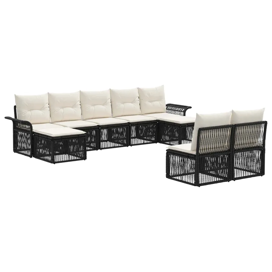 Ensemble de canapé de jardin 9 pcs Noir polyrotin - 2