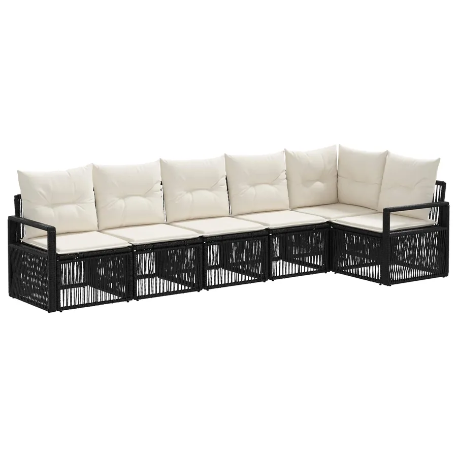 Ensemble de canapé de jardin 6 pcs Noir polyrotin - 2