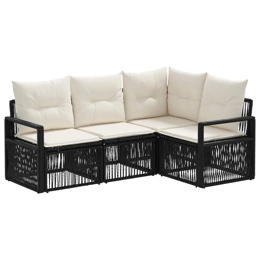 Ensemble de canapé de jardin 4 pcs Noir polyrotin - 2