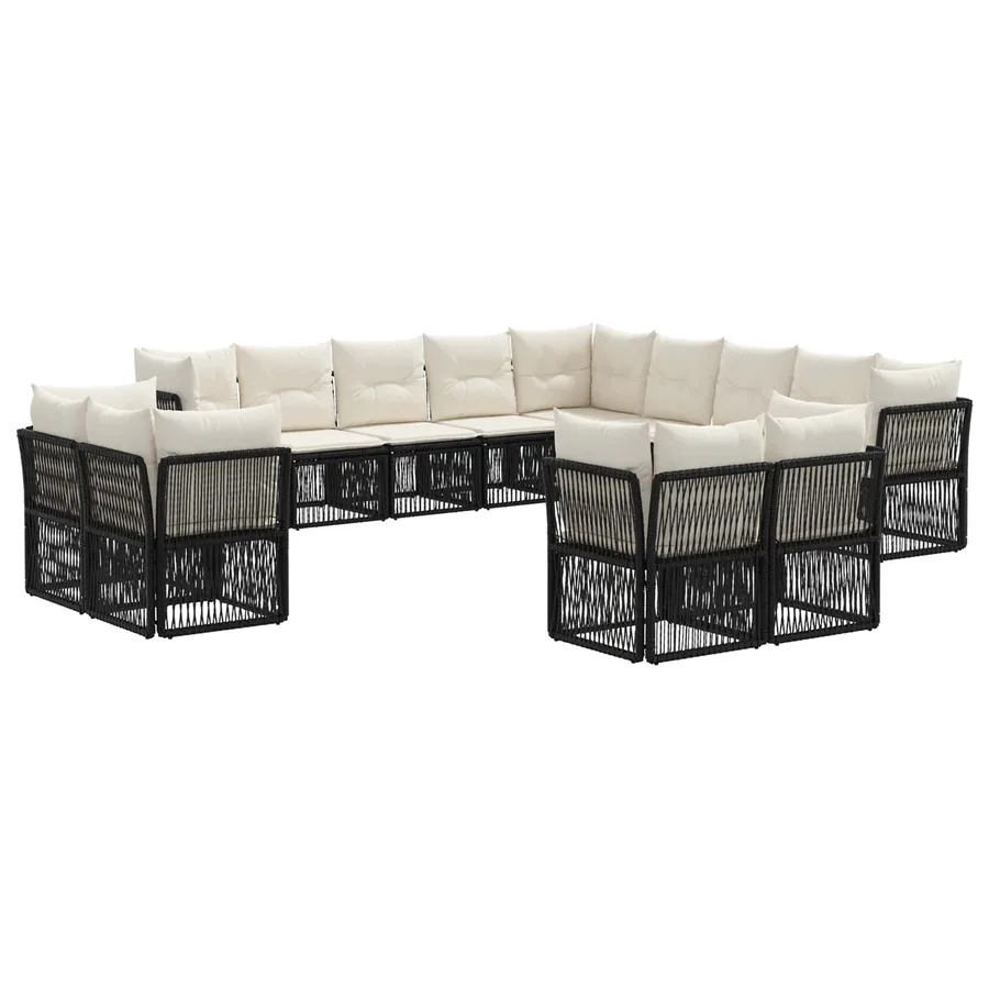 Ensemble de canapé de jardin 13 pcs Noir polyrotin - 2