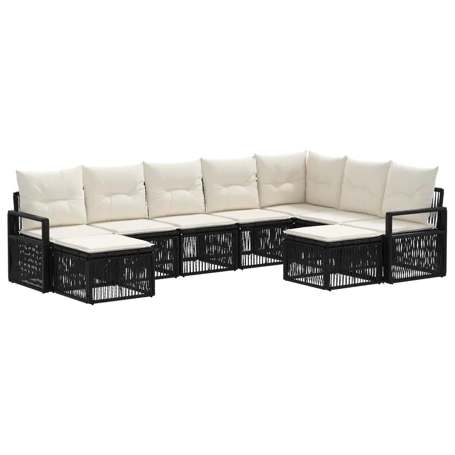 Ensemble de canapé de jardin 9 pcs Noir polyrotin - 2